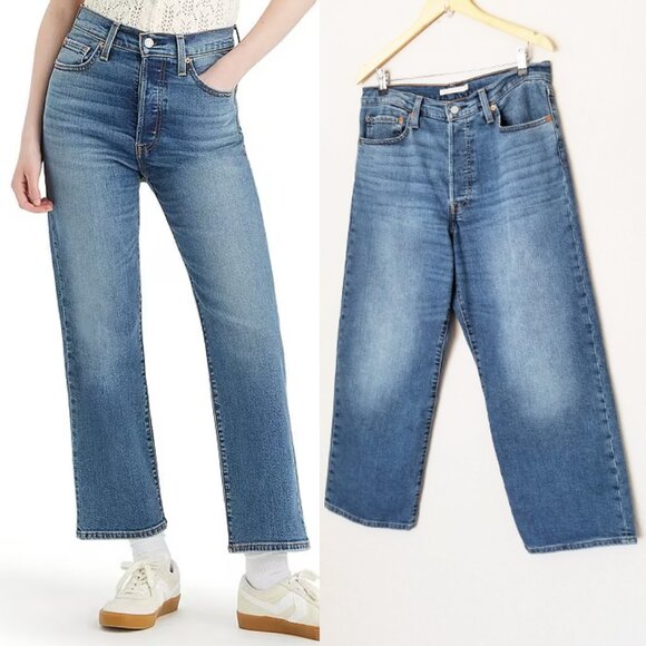 Levi's Ribcage Straight Ankle Jeans 30 x 27 High Waist Elevated Taste Blue Denim - Picture 3 of 15